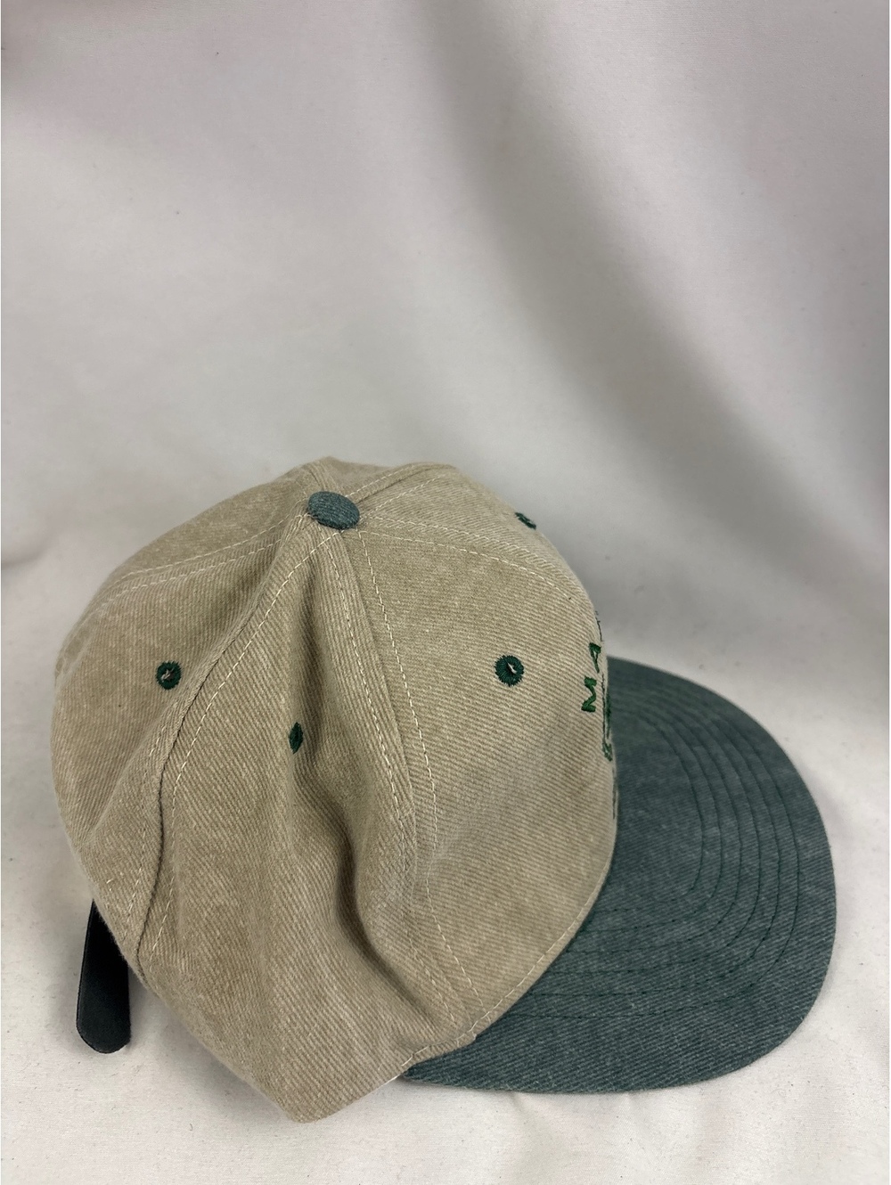 Vintage Cadillac Strapback Taupe Beige and Green Adjustable Baseball Hat Cap - Picture 5 of 7